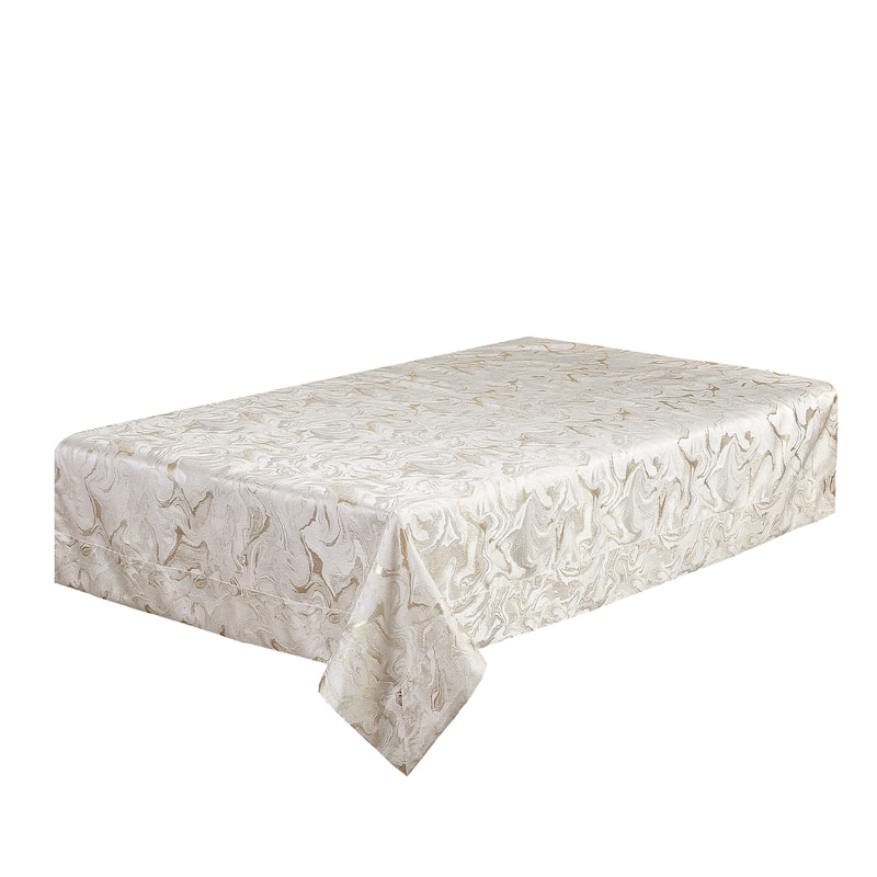 Violet Linen Victoria Abstract Marble Border Pattern Tablecloth - 70" X 144" - Gold