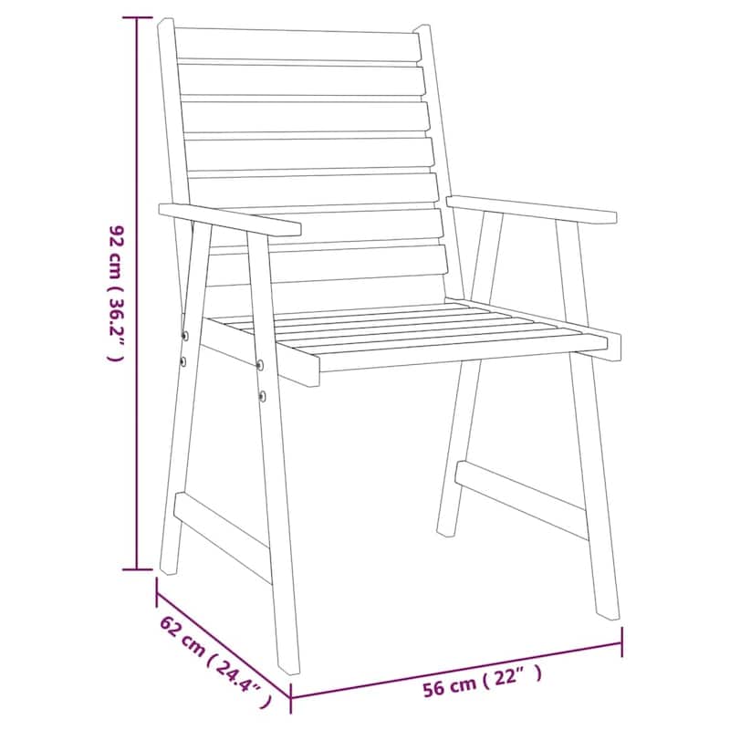 vidaXL Bistro Set Patio Table and Chairs Conversational Set Solid Acacia Wood - 27.6" x 27.6" x 24"