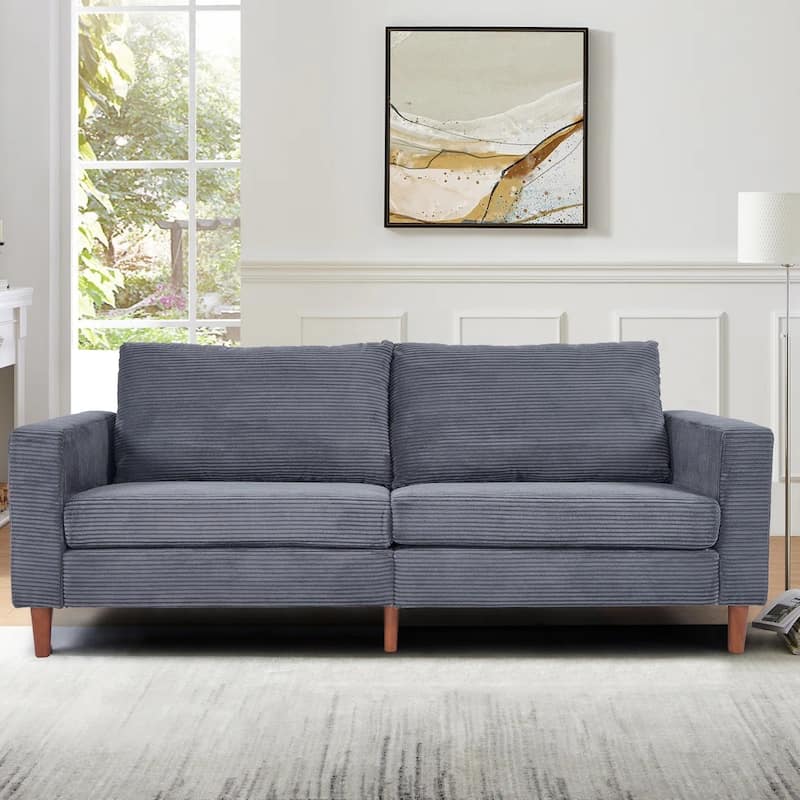 82.7" Sofas for Living Room, Comfy Love Seat Couches, Corduroy Loveseat Sofa,, Easy Assembly for Small Spaces - Grey