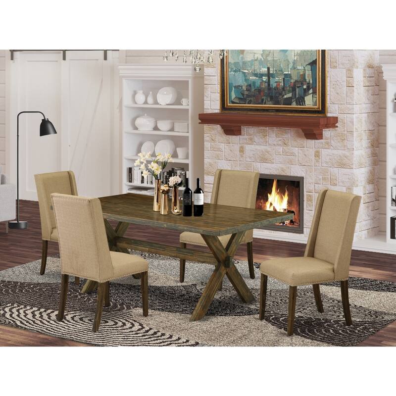 Rectangular Dining Table Set with 4 Parsons Chairs - Modern Kitchen Dining Room Furniture - 72