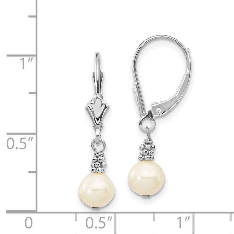 Curata 14K White Gold Freshwater Cultured Pearl Leverback Earrings (5mm x 30mm)