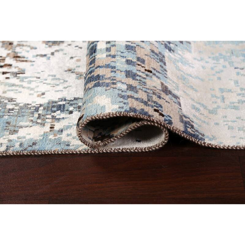 Wool/ Silk Vegetable Dye Modern Oriental Abstract Runner Rug Handmade - 2'7" x 9'11"