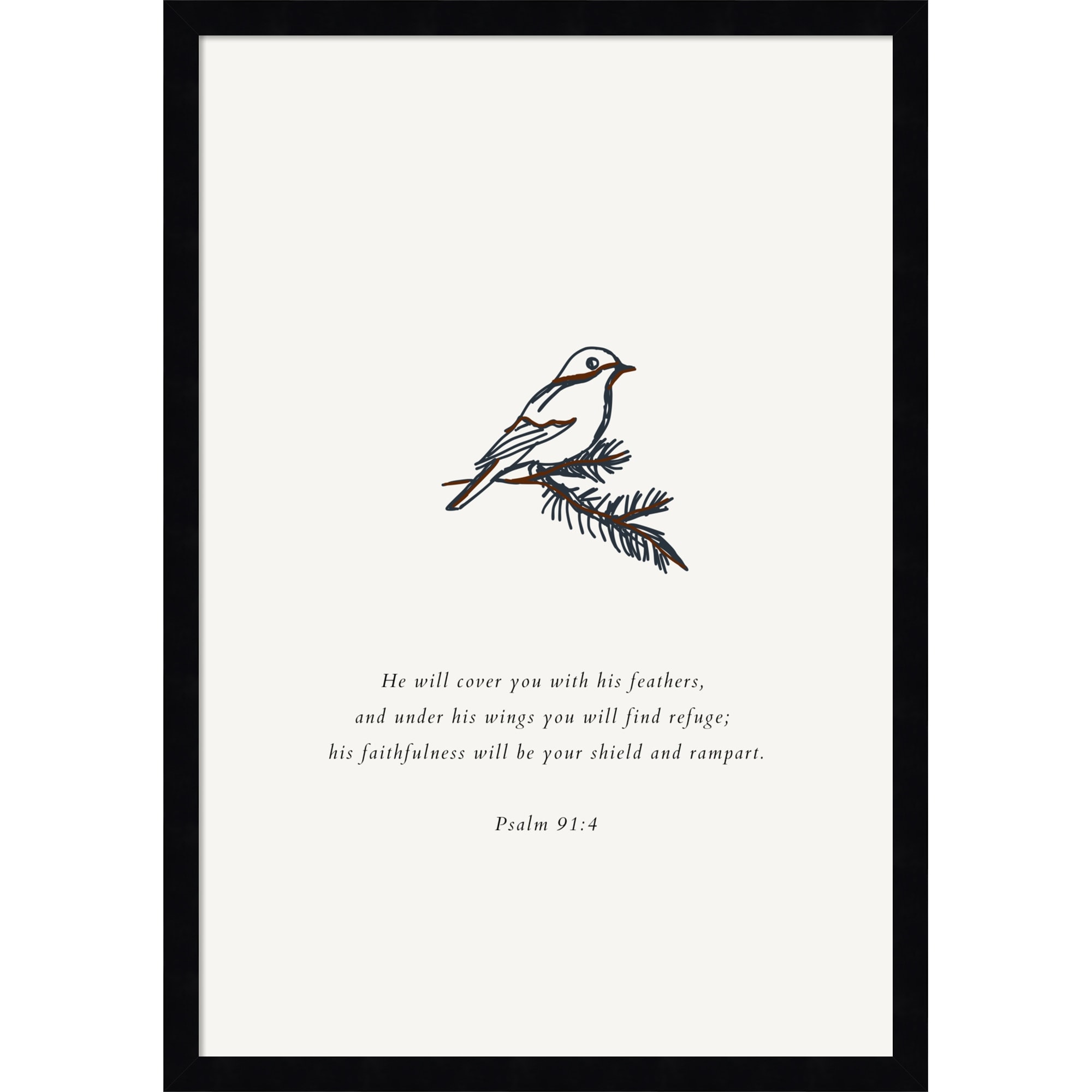 Psalm 91 4 Scripture by ART of living Framed Mounted Canvas Wall Art Print