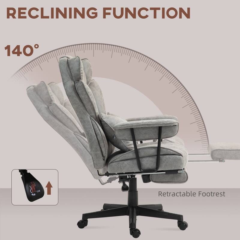 Retro Reclining Chair Ergonomic Chair with Lumbar Support, Gray Gaming Chair Computer Desk Chair with Footrest