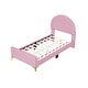 preview thumbnail 6 of 52, Bedroom Velvet Fabric Bed Frame with Classic Semi-circle Shaped Headboard and Metal Legs, Upholstered Platform Bed for Kids