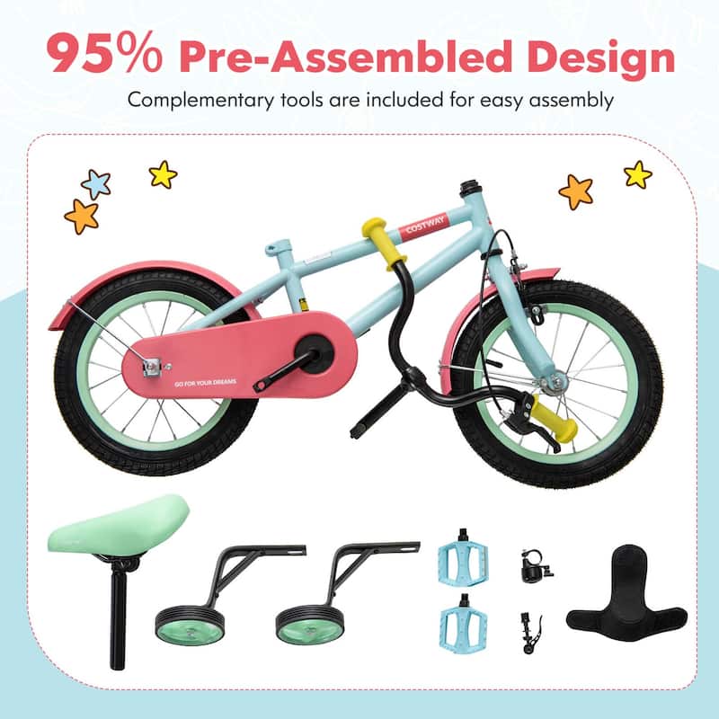 Costway 12" Kids Bike with Adjustable Saddle Handlebar Removable - See Details