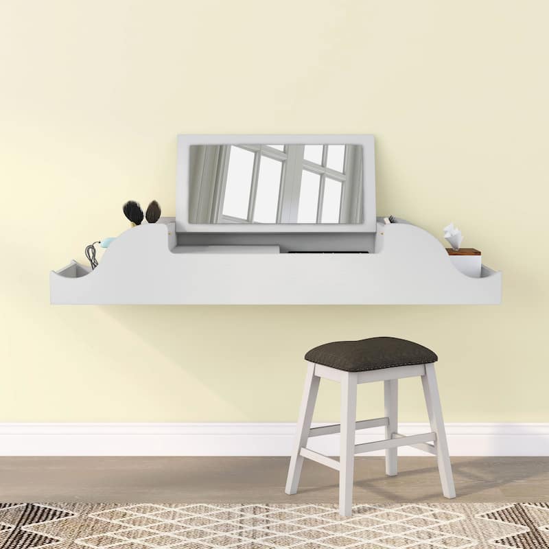 DH BASIC Contemporary White 47-inch Wall Mounted Makeup Vanity by Denhour