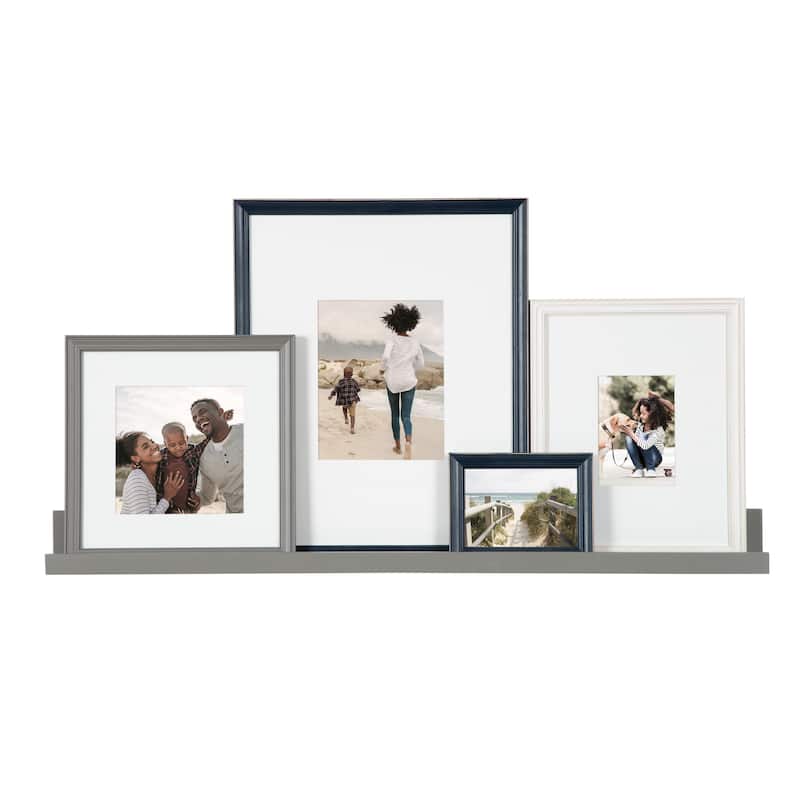 Kate and Laurel Bordeaux Wall Shelf with Frames Set