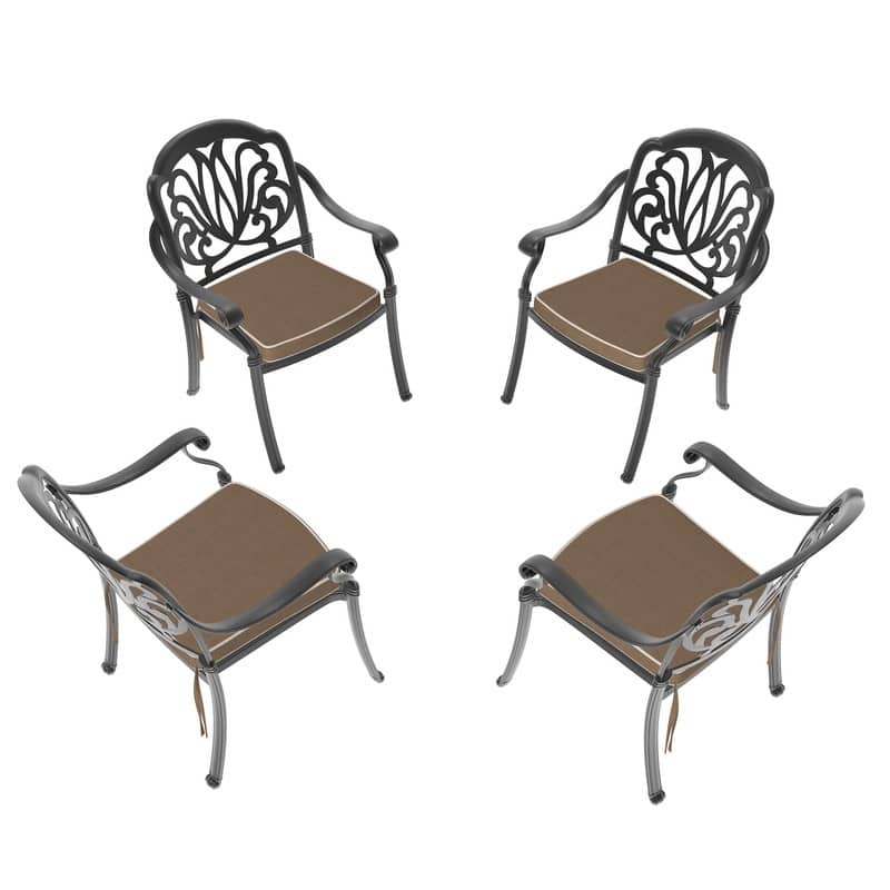 Stacking OutdoorPatio Dining Armchair with Brown Cushions