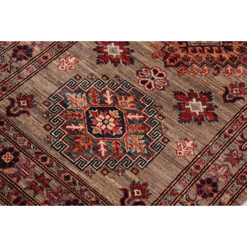 Caucasian Super Kazak Orion Gray Hand Knotted Wool Runner - 2'6'' x 9'6''