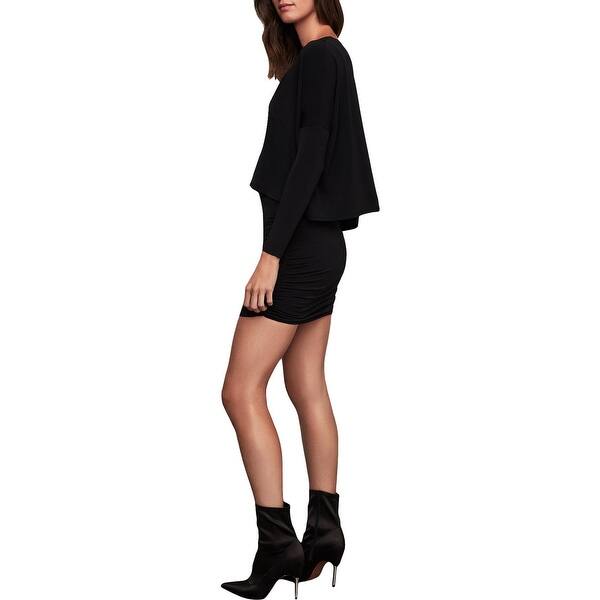Bcbg Max Azria Women S Draped Popover Long Sleeve Mini Dress Overstock 31062506 The versatility of a little black dress allows it to pair with many different shoes. bcbg max azria women s draped popover