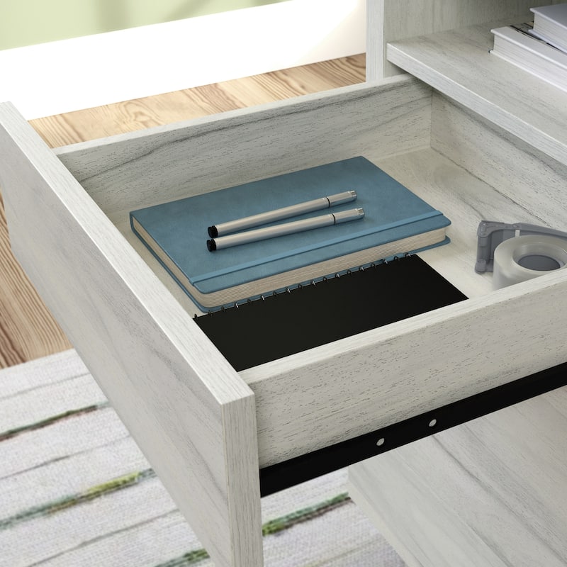 Wood Desk with File Drawer, White