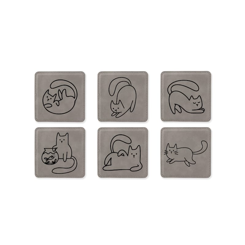 Cute Cat Coasters for drinks Coaster set with holder-Birthday,Wedding,Valentines