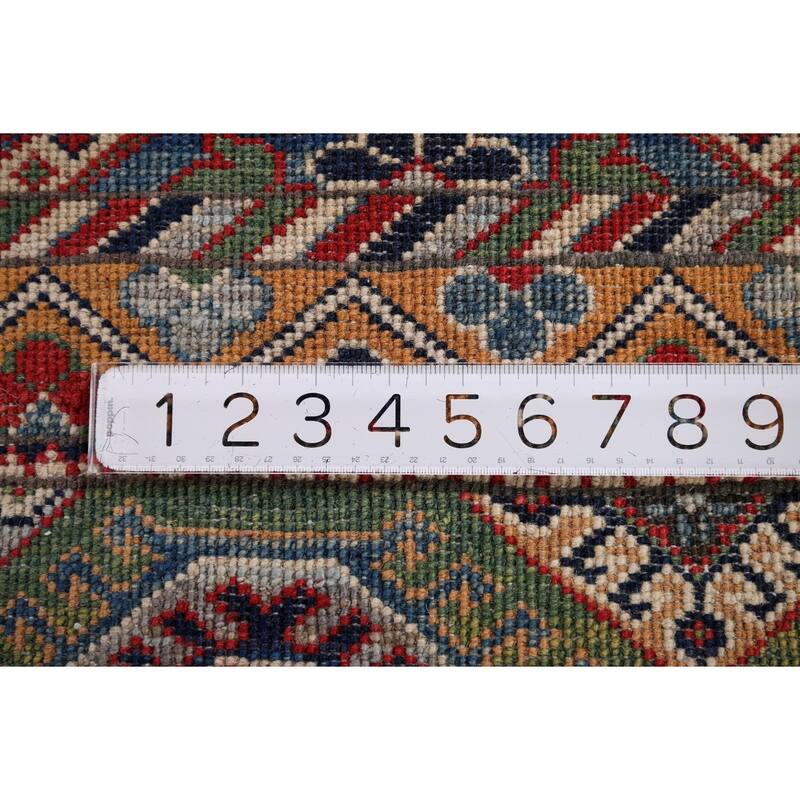 Striped Kazak Oriental Runner Rug Hand-Knotted Wool Carpet - 2'8" x 9'5"