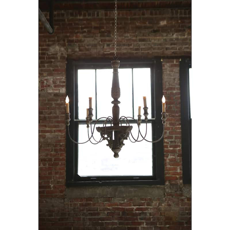 Antique Wood and Metal Chandelier