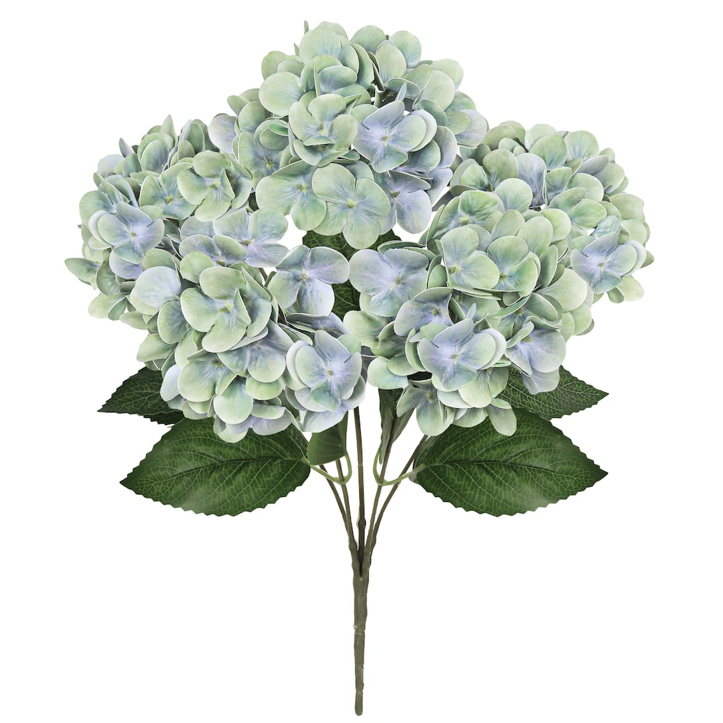 Set of 2 Natural Touch Mint Blue Artificial Hydrangea Flower Stem Bush Bouquet 18in - 18" L x 11" W x 11" DP
