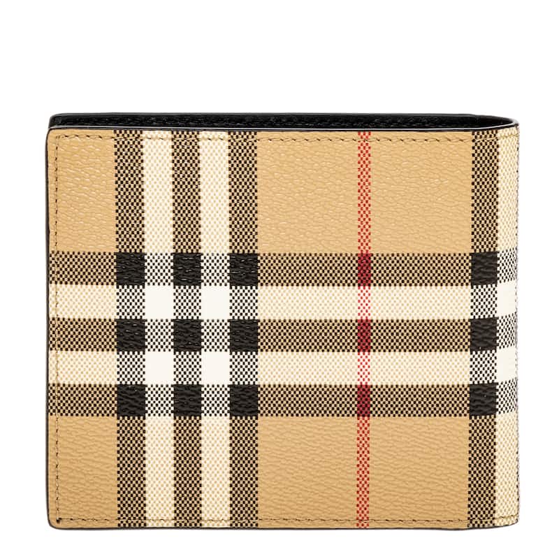 Burberry Men's Check Bifold Wallet with Coin Pocket