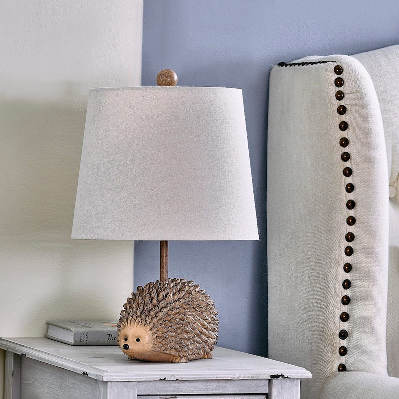18.5" Brown Textured Resin Hedgehog Table Lamp - 11" x 11" x 18.5"