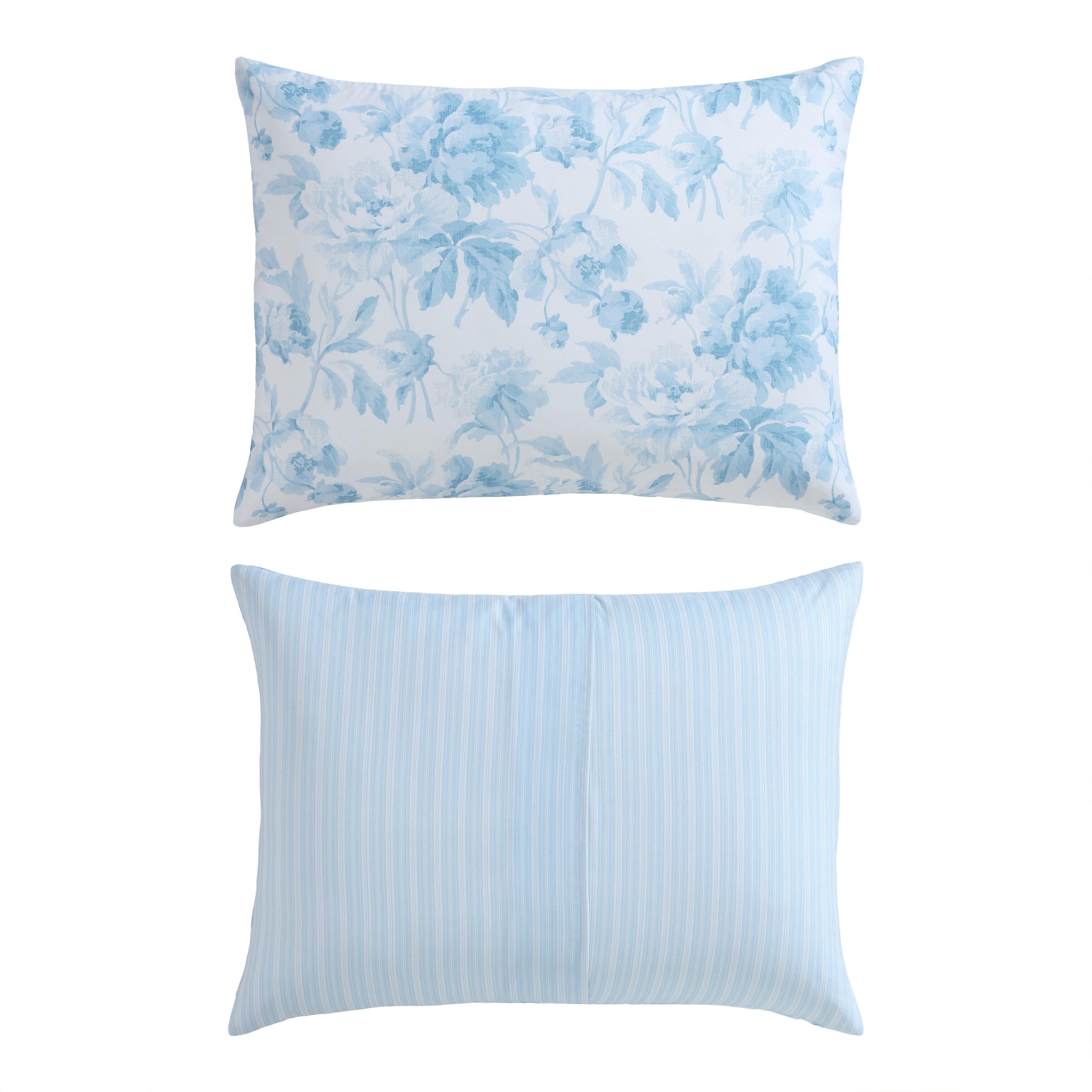 Laura Ashley Anja Textured Toile Reversible Blue Comforter Bonus