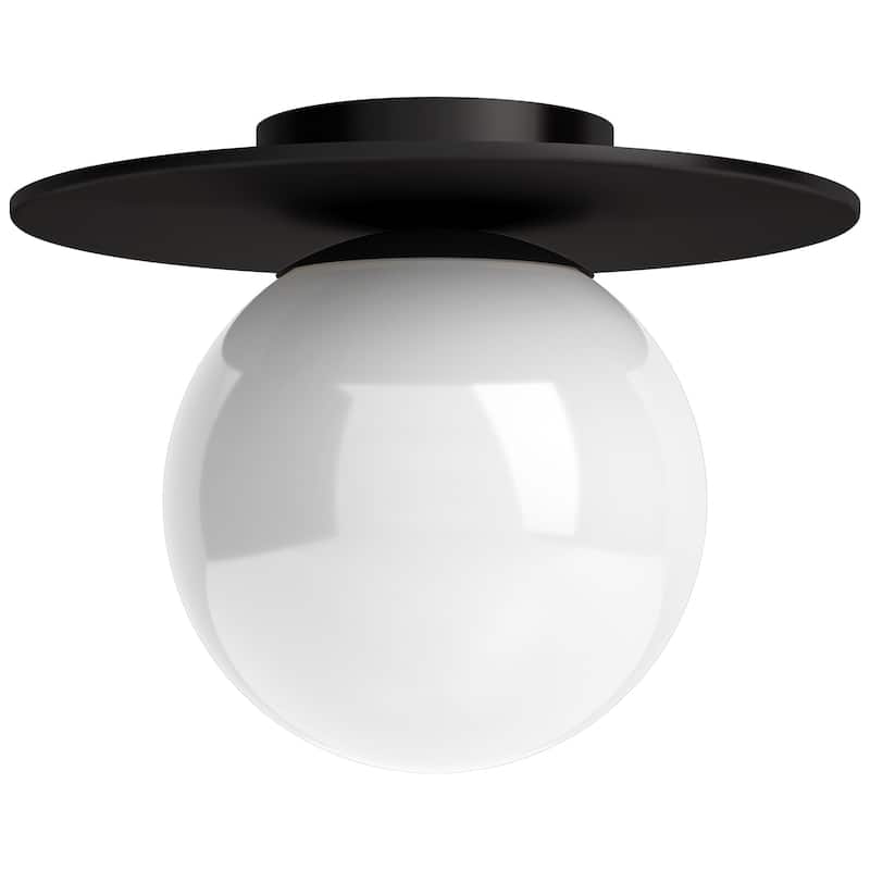 Amma 12" Wide Flush Mount with Glass Shade - Black
