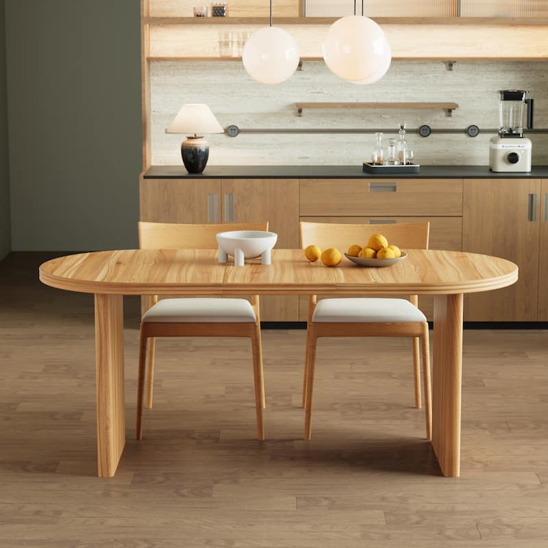 55.12" to 78.26" Modern Extendable Dining Table: Mid-Century Removable Leaf Design for Dining Room & Kitchen