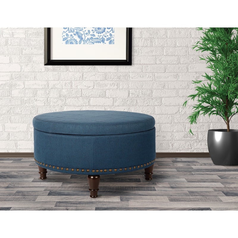 OS Home and Office Furniture Model BP-AUOT32-K14 Augusta Storage Ottoman - Azure