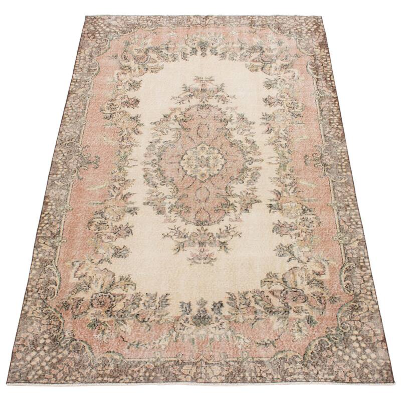 ECARPETGALLERY Hand-knotted Antalya Vintage Beige Wool Rug - 6'4 x 10'0