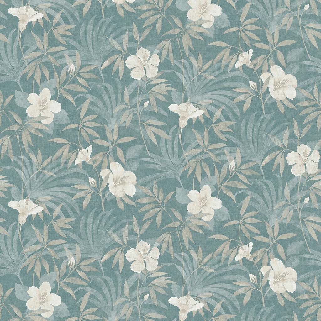 Advantage Malecon Aqua Floral Wallpaper - 20.9in x 396in x 0.025in - 20.9in x 396in x 0.025in