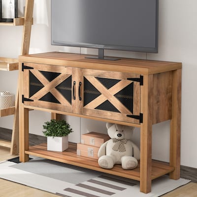 Merax 44" TV Stand Console with Storage Cainets and Shelf, UP to 39"