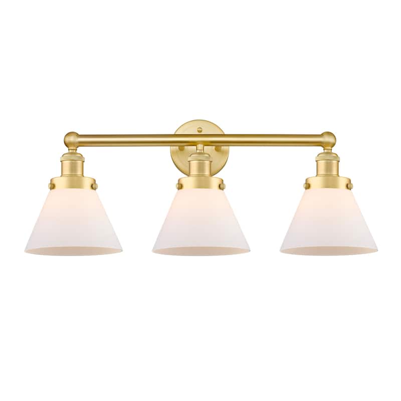 Innovations Lighting 616-3W-12-26 Cone Vanity Cone 3 Light 26" Wide - Satin Gold / Matte White