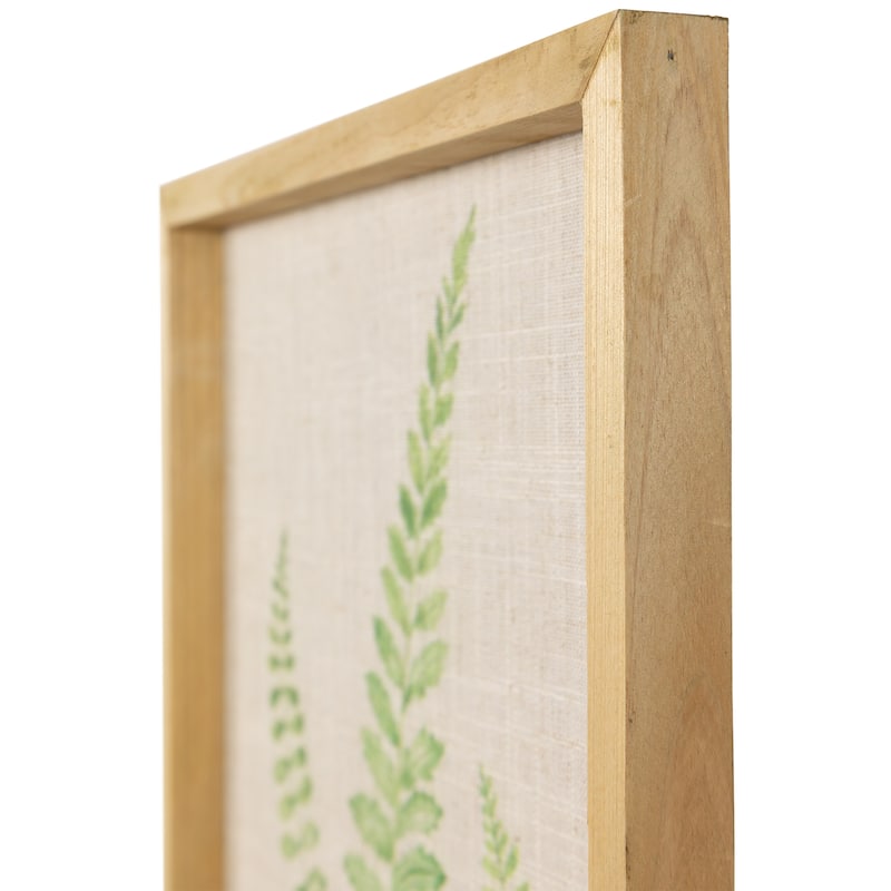 Framed Fern Leaf Print on Burlap Wall Art - 16" - Beige