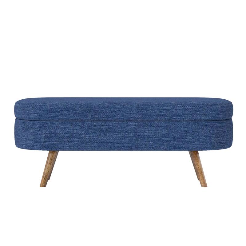 Upholstered Bench with Rubberwood Legs Entry Ottoman Seat, Exquisite Storage Stool Decorative Stool with Flipping Lid