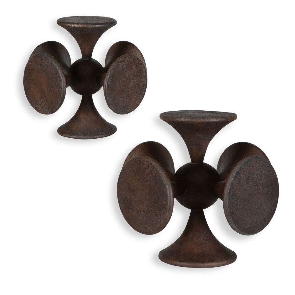 Uttermost Balanced Harmony Dark Wooden Sculptures (Set of 2)