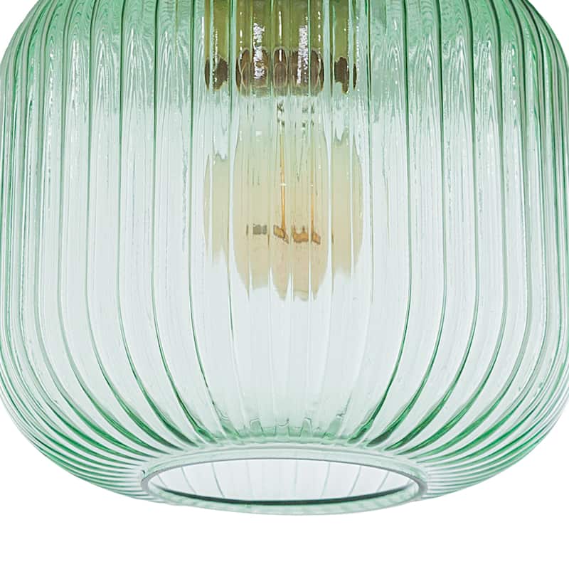 Ignace River of Goods Brushed Gold Metal 10-Inch Ceiling Light with Green Glass Globe Shade - 8" x 8" x 10"