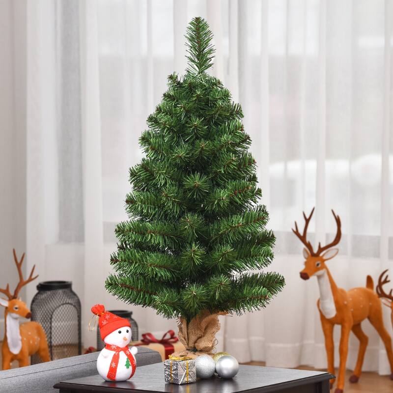 Costway 3Ft Artificial PVC Christmas Tree Tabletop Season Decoration - Green - 3 Foot