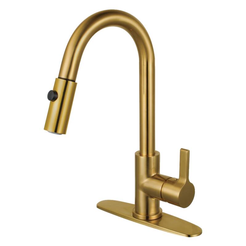 Kingston Brass Continental Single-Handle Pull-Down Kitchen Faucet - Brushed Brass