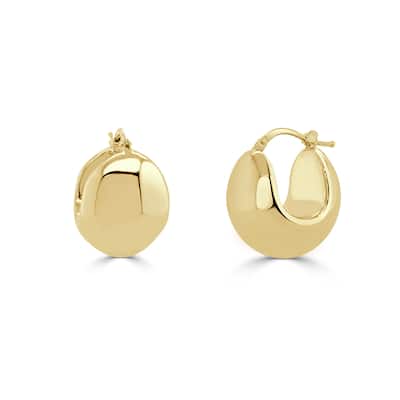 Joelle Collection Puffed Hoop Earrings 14K Gold 15mm Made in Italy 3gms