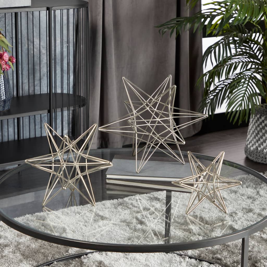 CosmoLiving by Cosmopolitan Silver Iron Contemporary Sculpture 11 x 9 x 7 - 12", 9", 7"H S/3