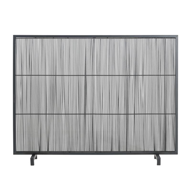 Roomfitters Willow 1-Panel Iron Fireplace Screen with Vertical Bar Design