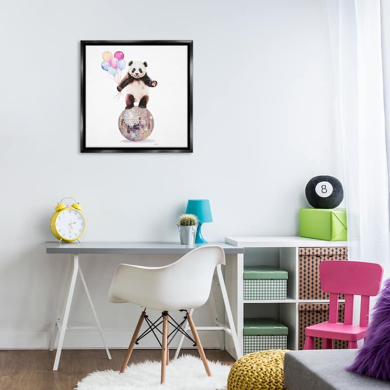 Stupell Panda & Balloons Disco Framed Floater Canvas Wall Art Design By Amanda Greenwood