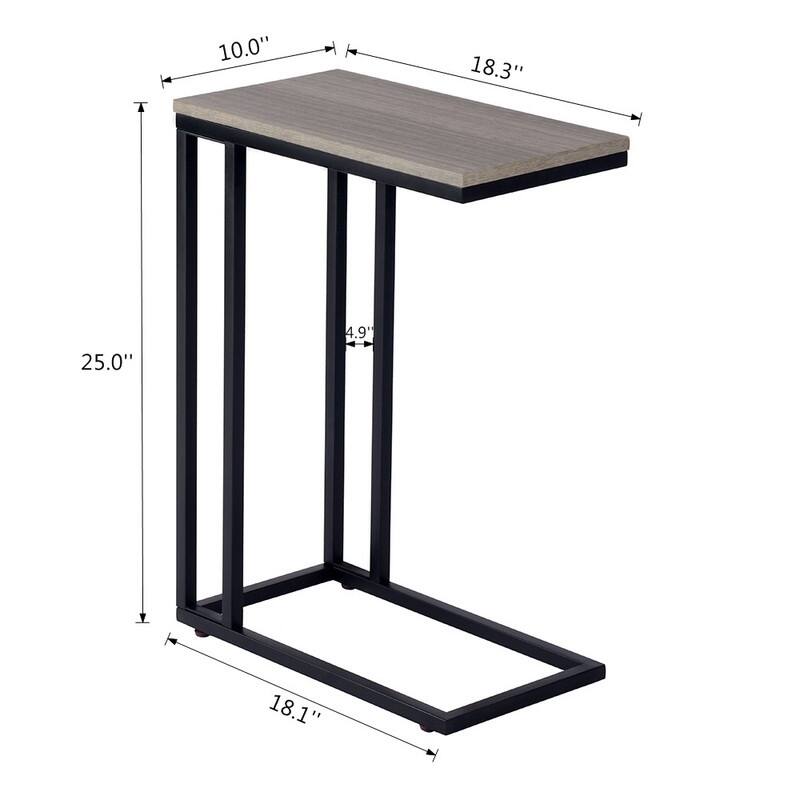 ROSEN GARDEN Faux Marble C-Shape Side End Table Metal Frame, White