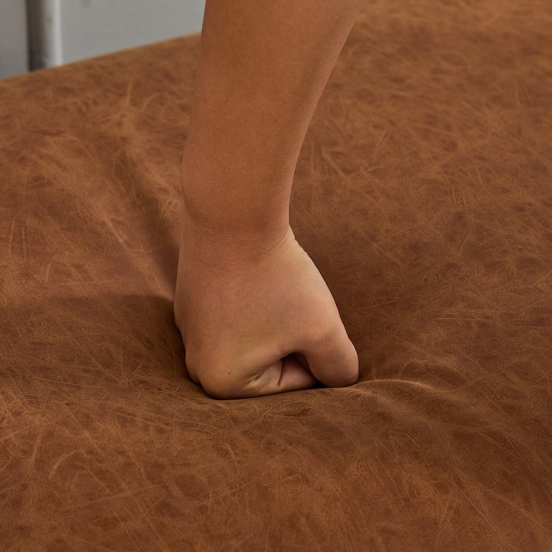 66.34"W PU Upholstered Bench Ottoman with 2 Bolster Pillows