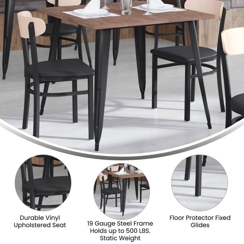 2PK Commercial Metal Dining Chairs with Boomerang Back