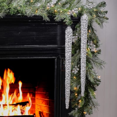 24" Shatterproof Plastic Electroplated Ridged Icicle Ornament Set of 2
