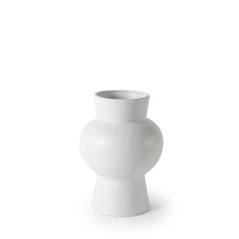 White Contempo Deco Ceramic Vase - 8" W x 11" H x 8" D