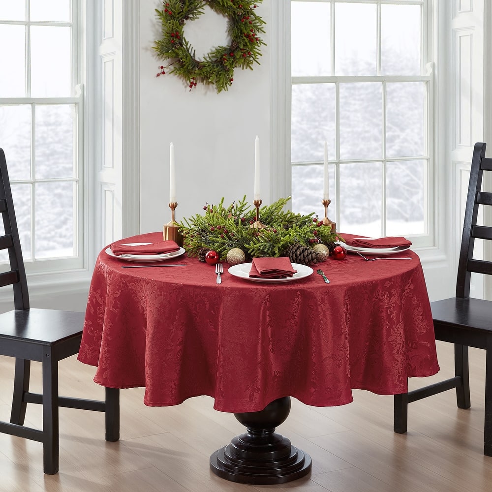 Porch & Den Prahl Jacquard Poinsettia Tablecloth