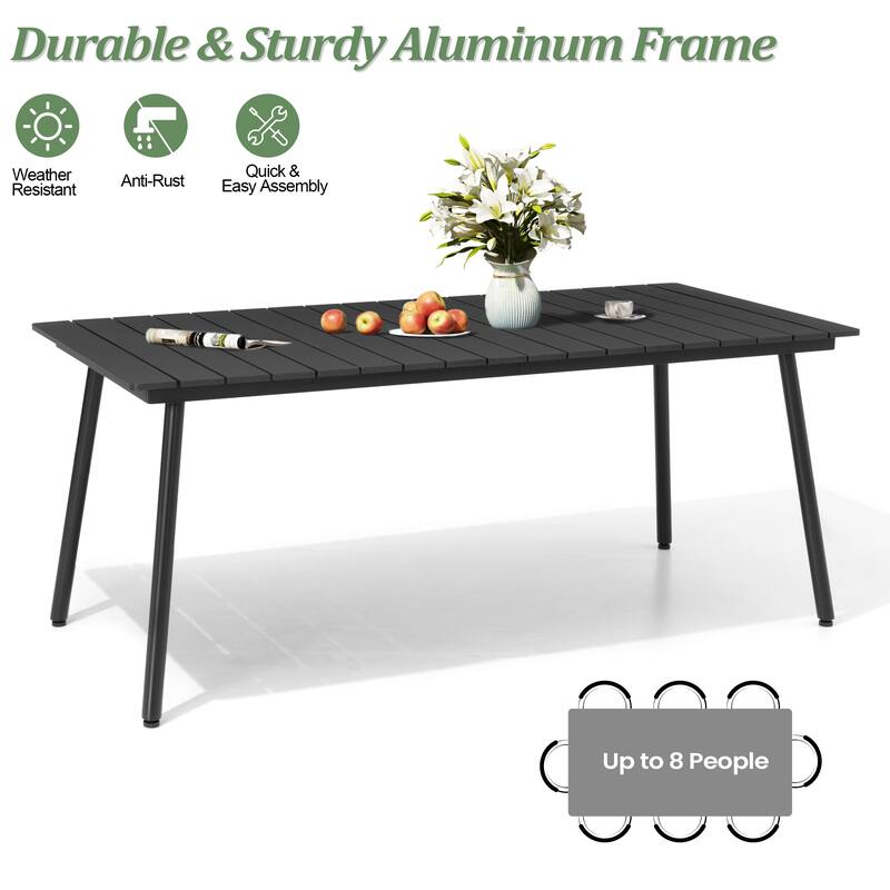 9-PC Outdoor Patio Aluminum Dining Set Table With Dining Chairs Sunbrella Seat&Back Cushions