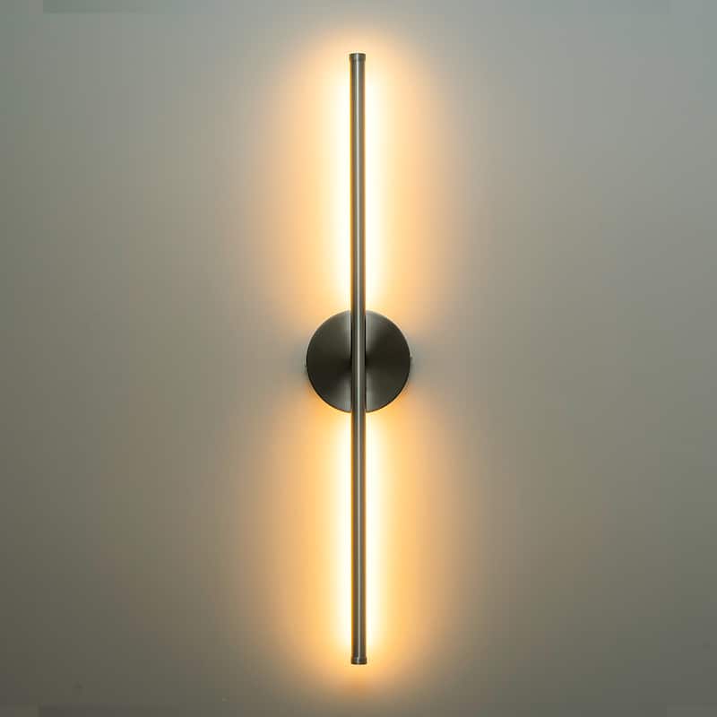 1-Light Black/ Gold/ Nickel Modern Long Linear Strip Wall Sconce Dimmable LED Bathroom Vanity Light