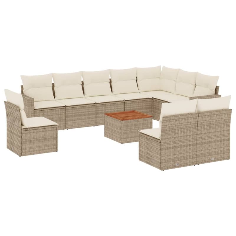 vidaXL Patio Sofa Set with Cushions Outdoor Furniture 11 Piece Poly Rattan - 25.8 x 24.4 x 27.2