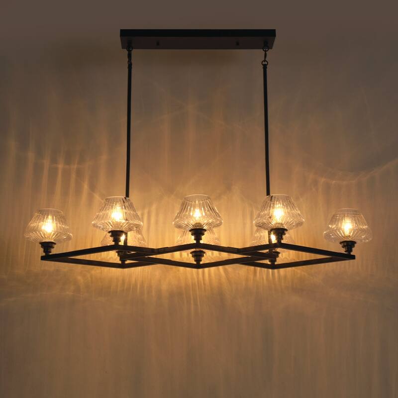 Acroma 8 - Light Steel & Glass Dimmable Chandelier